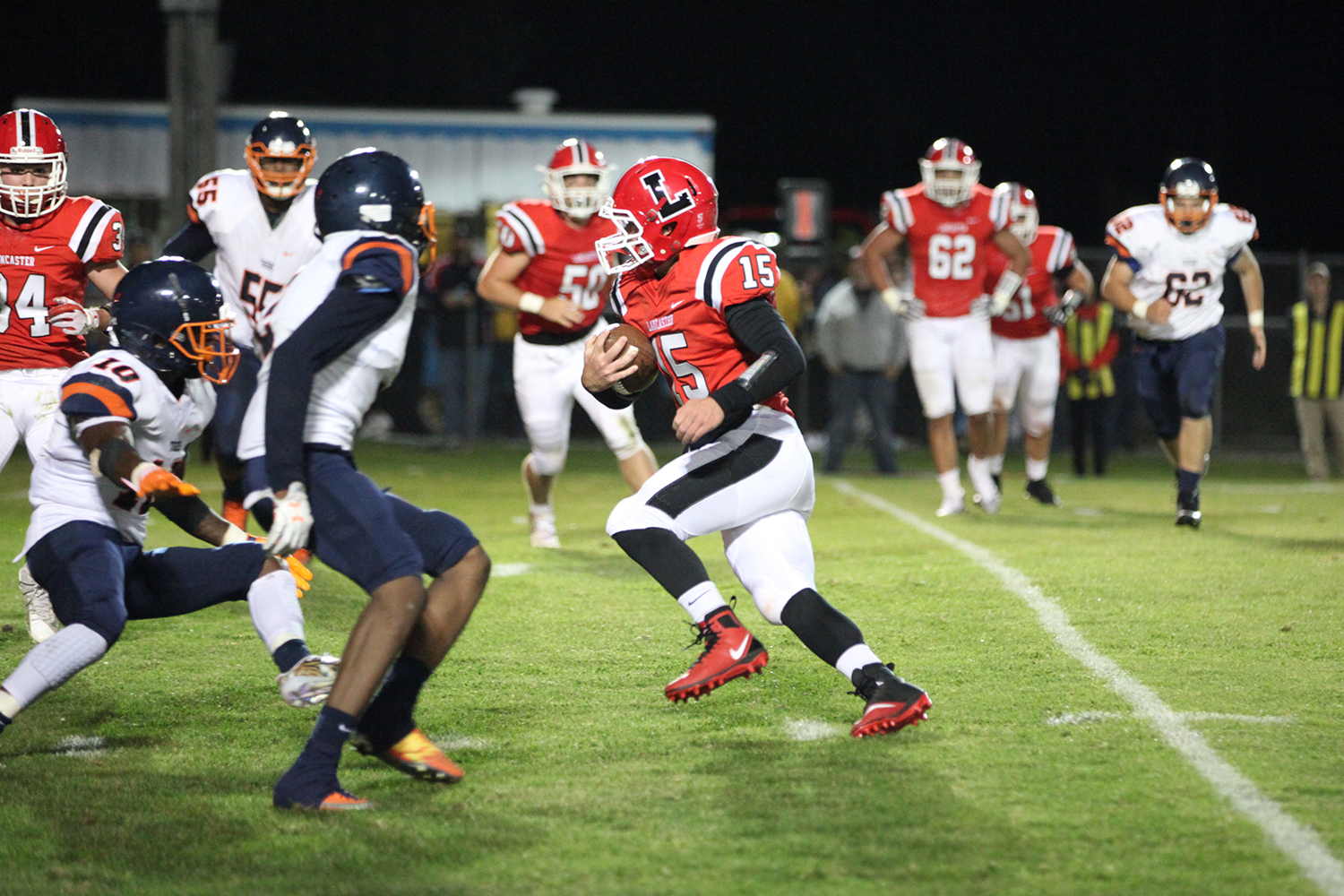 Ryan trying to find the space to run Lancaster Legends Football 09.01.17 Lancaster vs Bennett