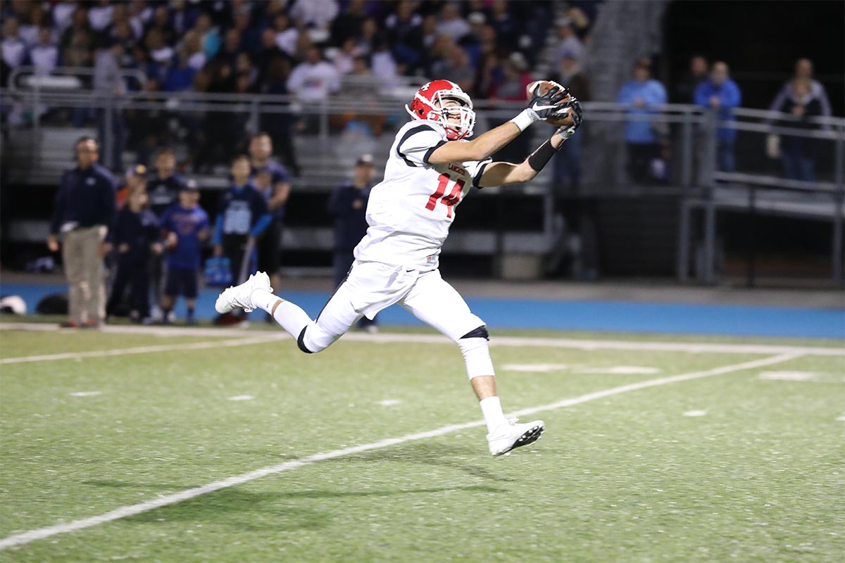 Max catching the ball for a TD Lancaster Legends Football 10.13.17 Lancaster vs Depew