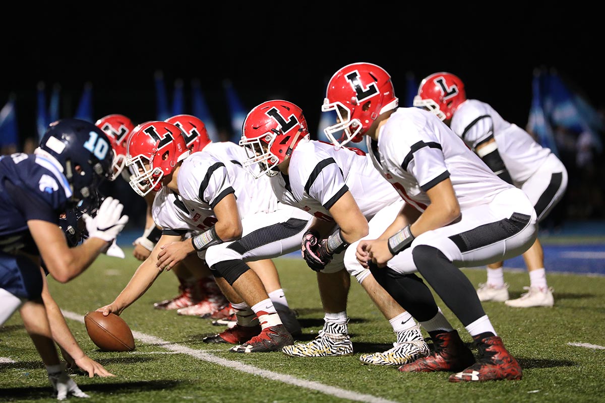 The Oline all set for Lancaster Lancaster Legends Football 10.13.17 Lancaster vs Depew