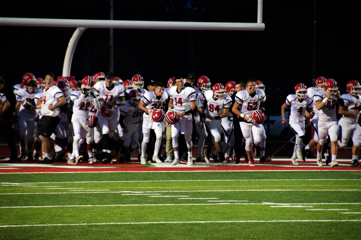 Lancaster Legends Varsity Football vs Jamestown Football Team getting ready