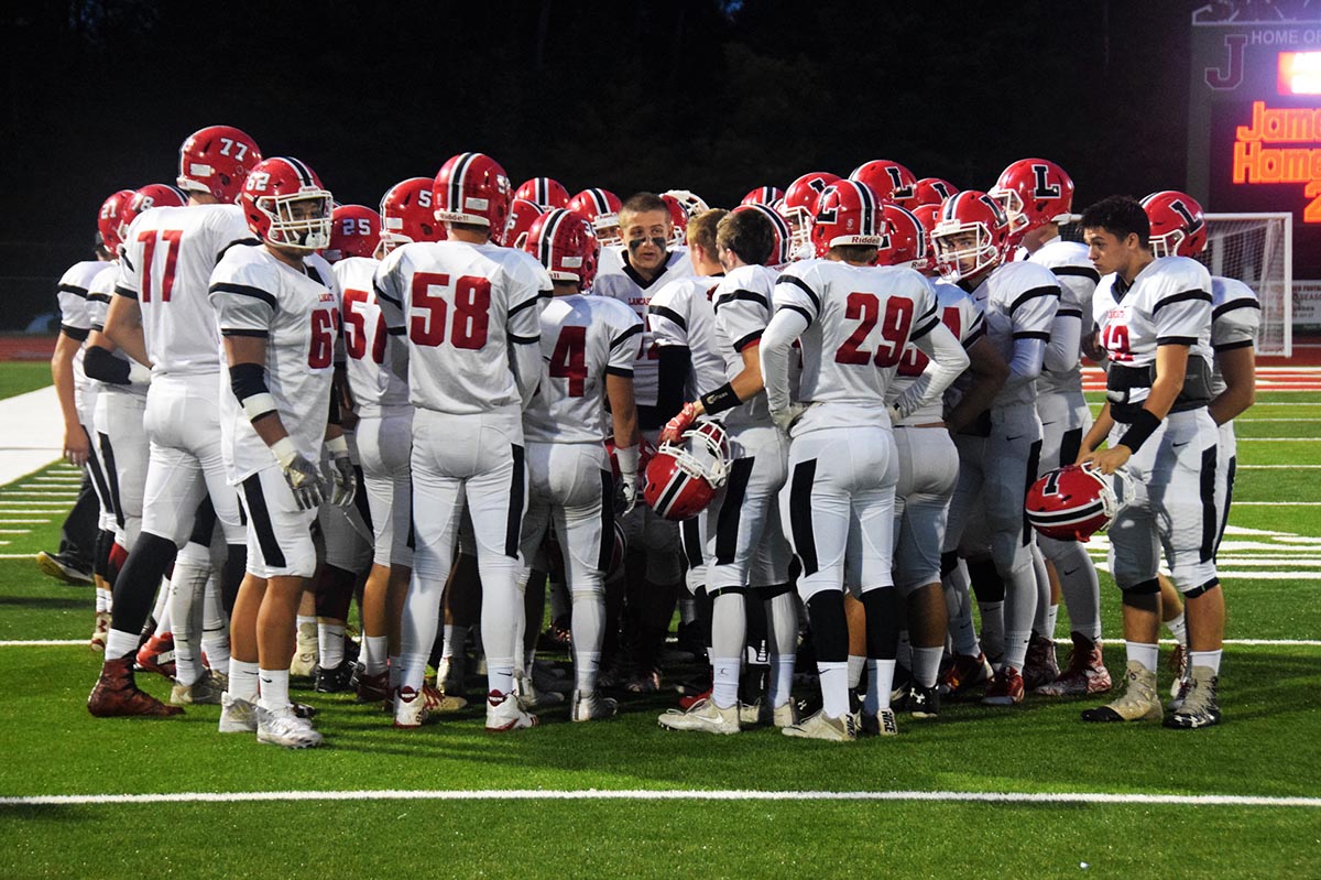 Lancaster Legends Varsity Football vs Jamestown Football Team Huddle