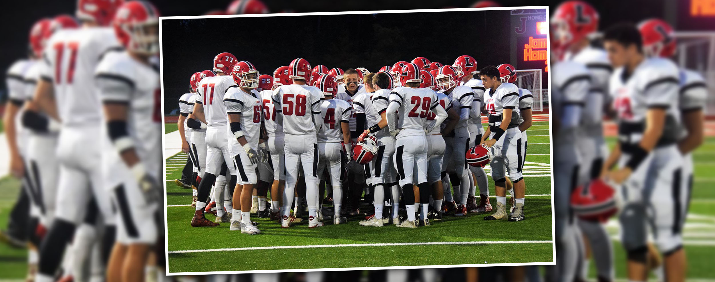 Lancaster Legends in a huddle before the game