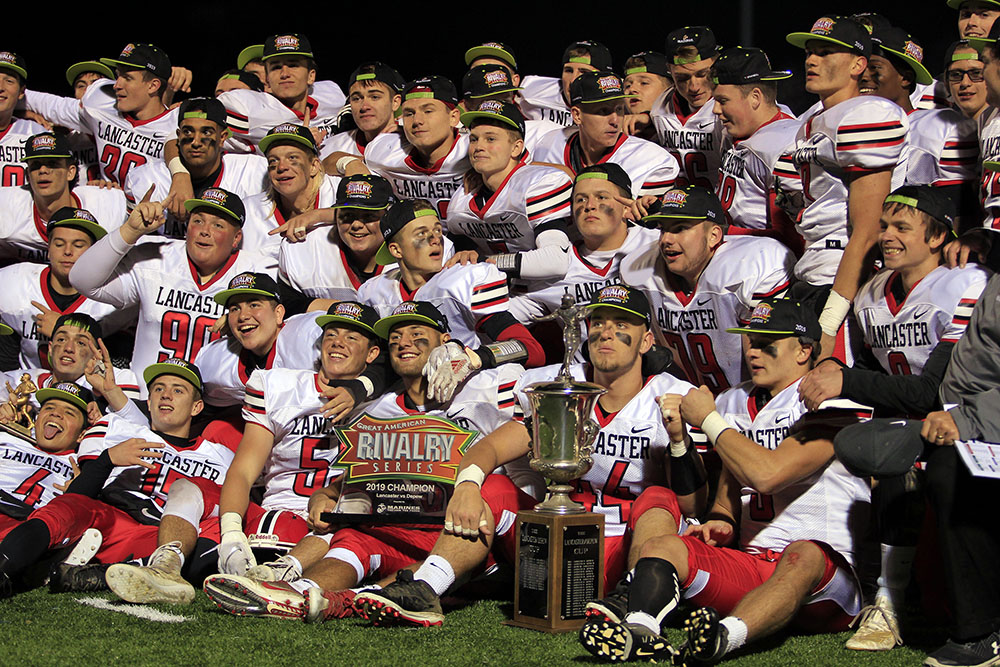 Lancaster with the celebration on the field