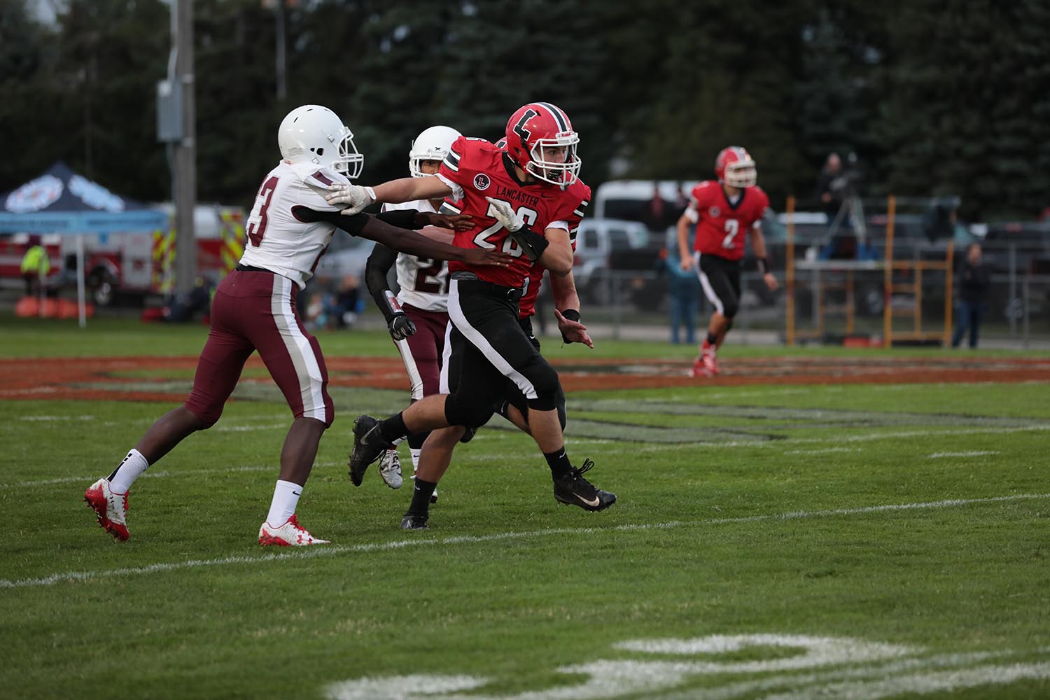 Lancaster Legend running down the field after a kickoff