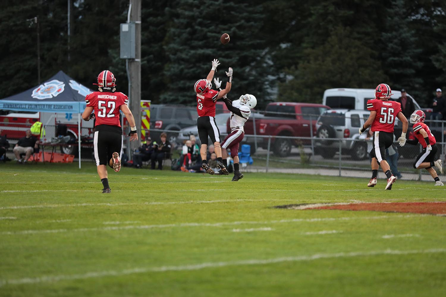 Lancaster Legend and Hutch Tech player going up for a jump ball