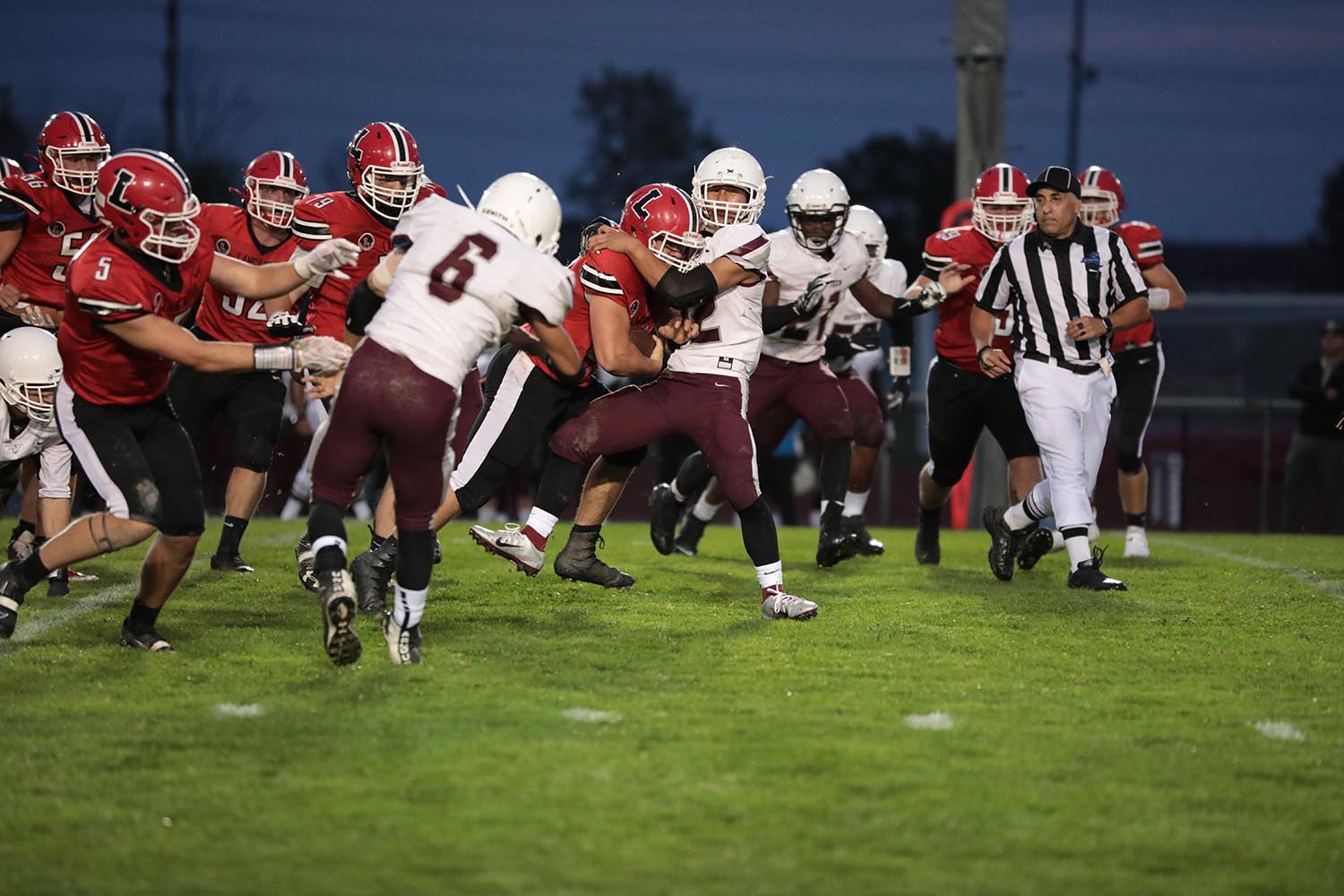 Lancaster Legends RB hitting the defender