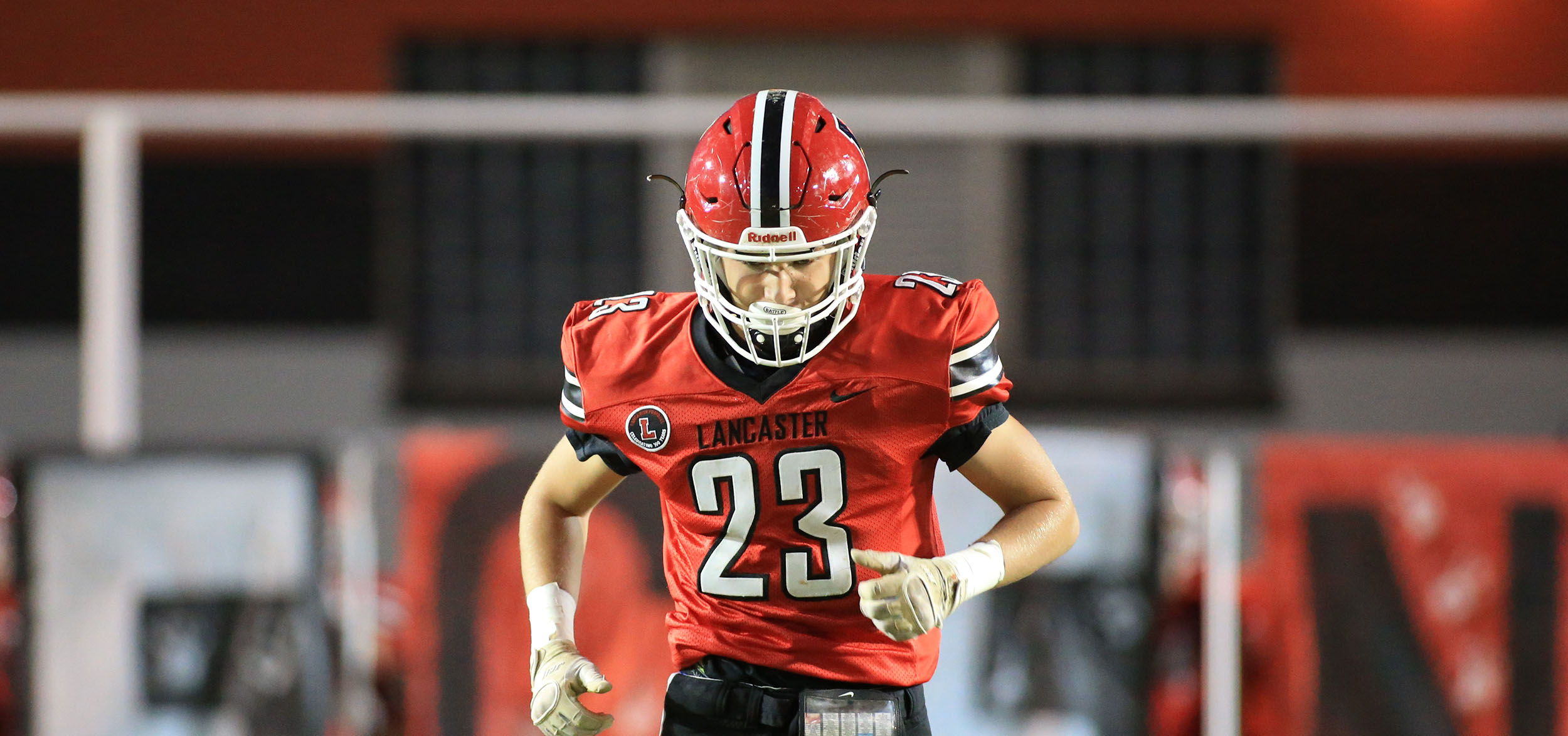 Lancaster RB hitting the field before the game