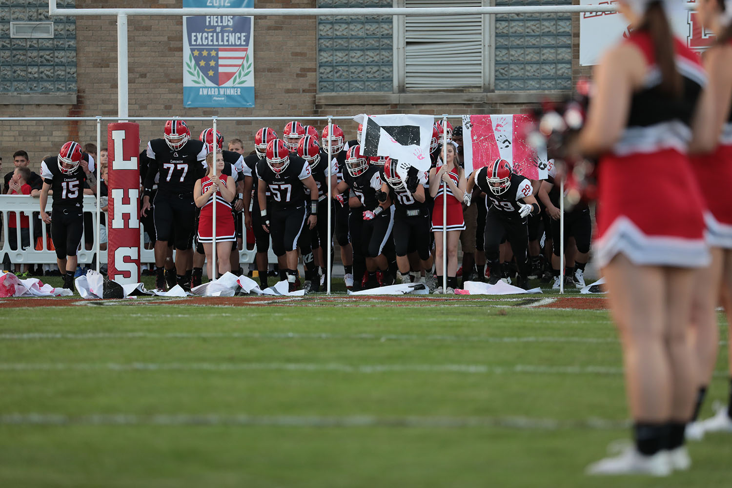 Lancaster vs Lockport 2018 Team taking the Field