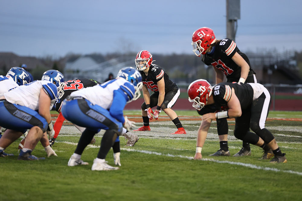 Lancaster vs Frontier Falcons Defense Linebacker Focused!