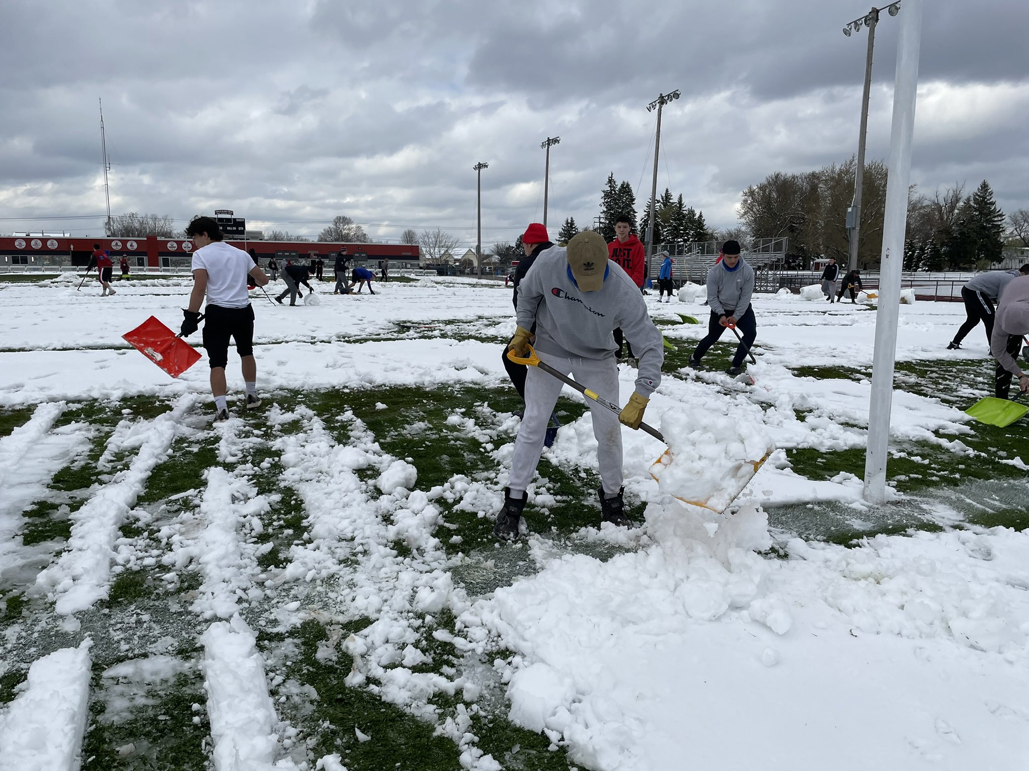 Snow removal efforts at Foyle-Kling Field