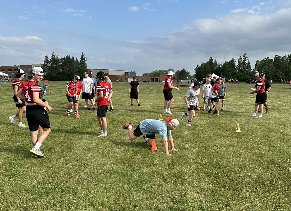 Going over the drills with the campers