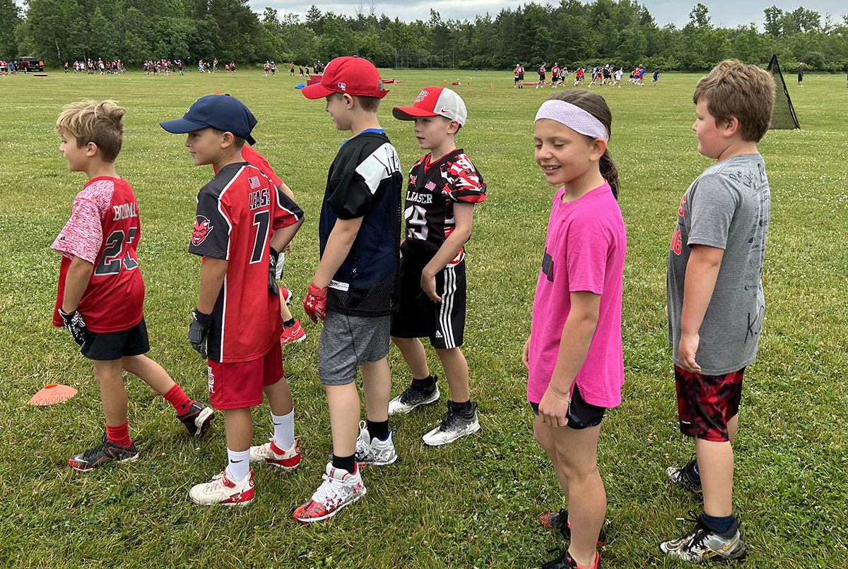 Campers waiting in line for the drill