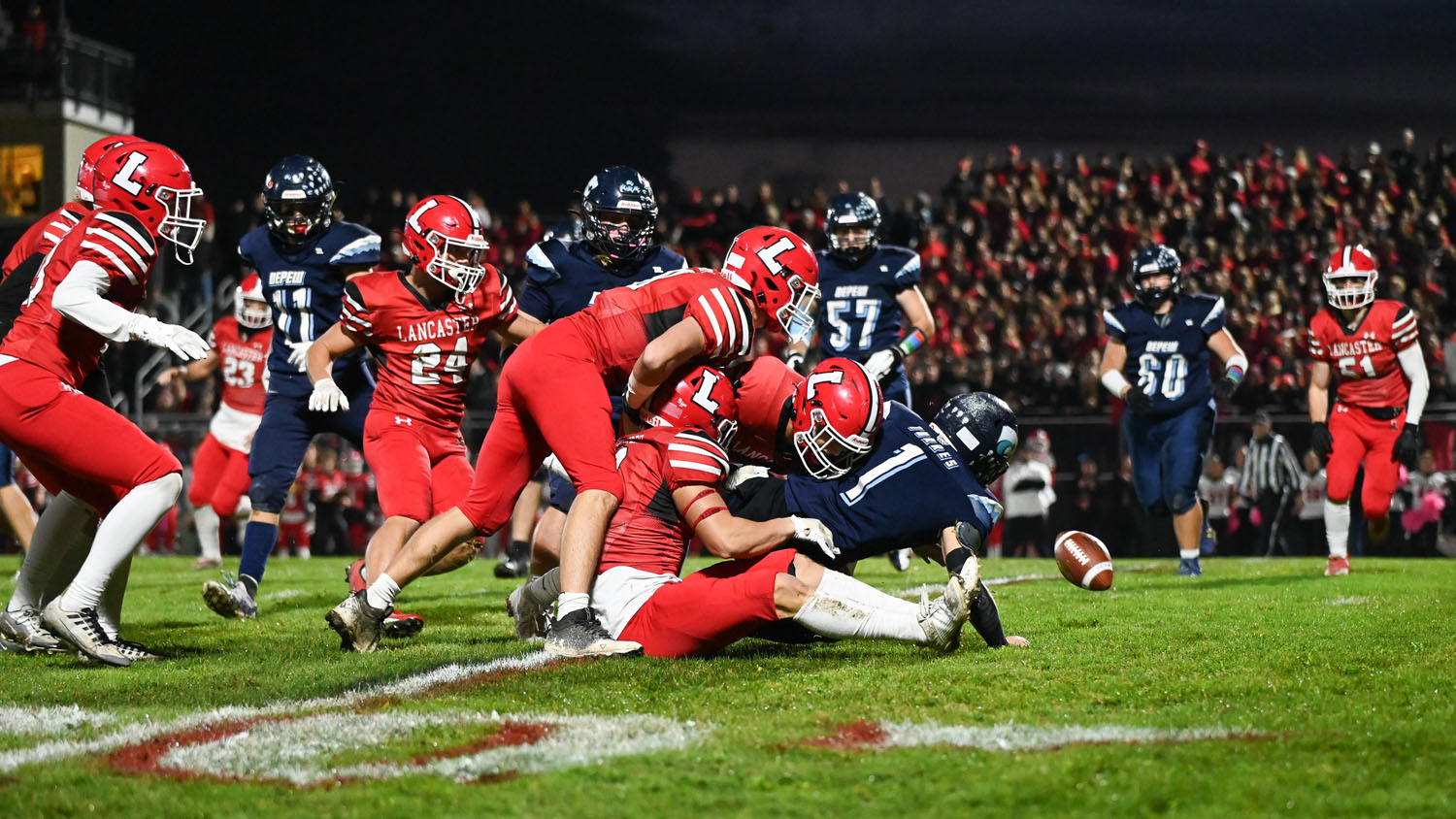 Depew fumbles the ball