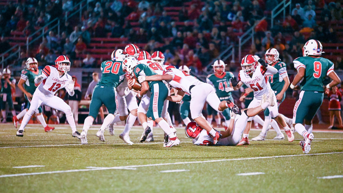 Lancaster defense making the tackle