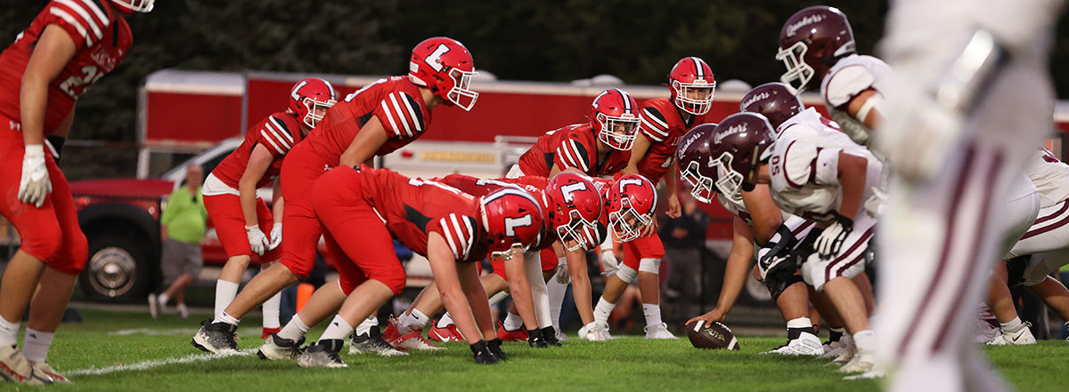 Lancaster Defense near the goal line against Orchard Park