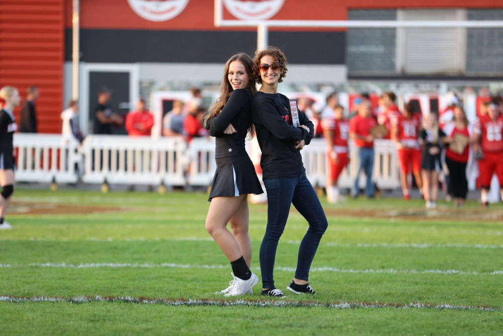 Lancaster High School Cheerleader with teacher