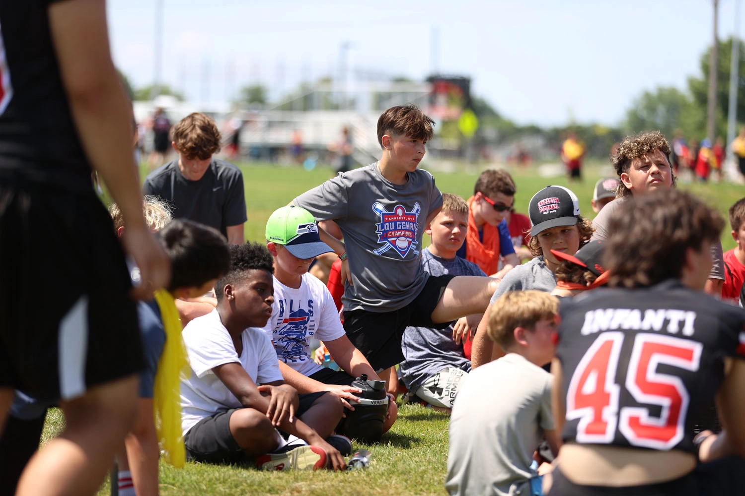 Taking a knee listening to coach