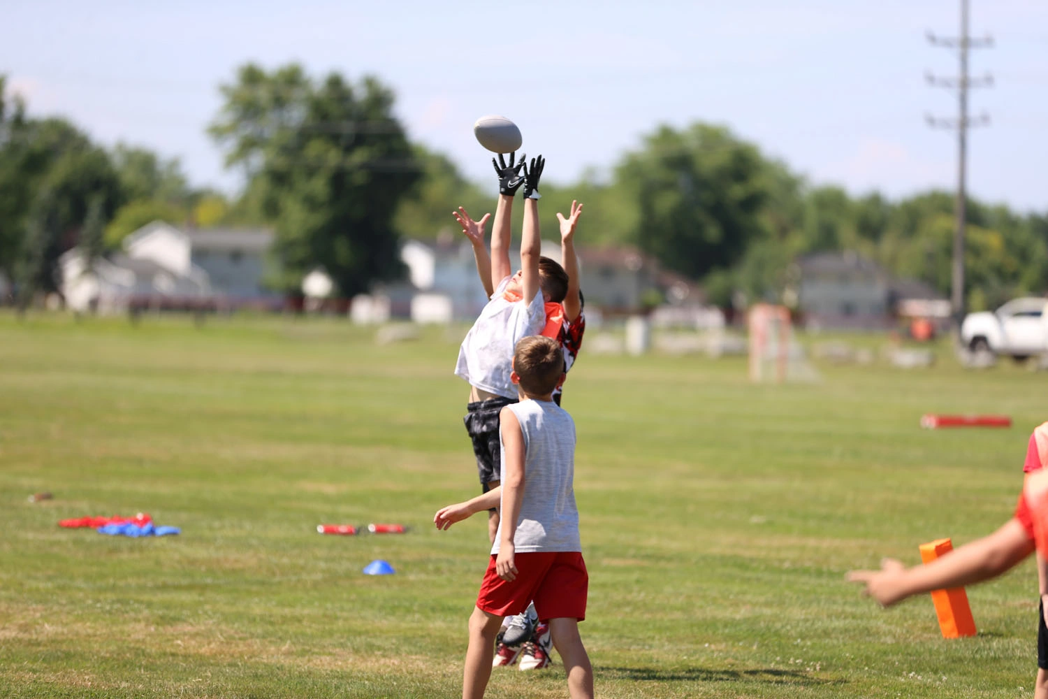 Campers climbing the ladder to make the catch