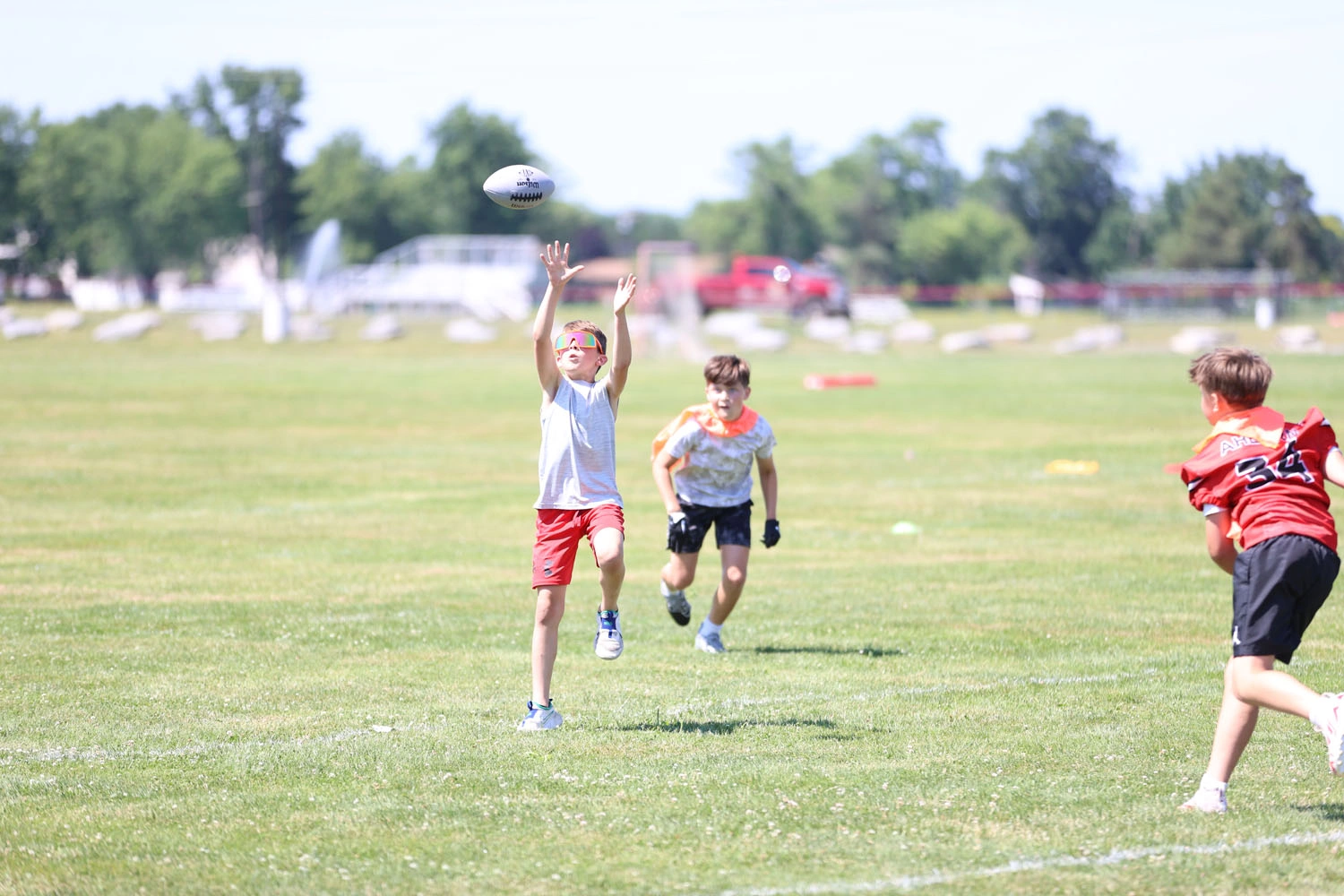 Going up for the ball at camp