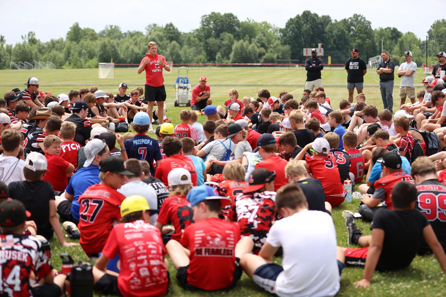 QB Boyes speaking to the campers