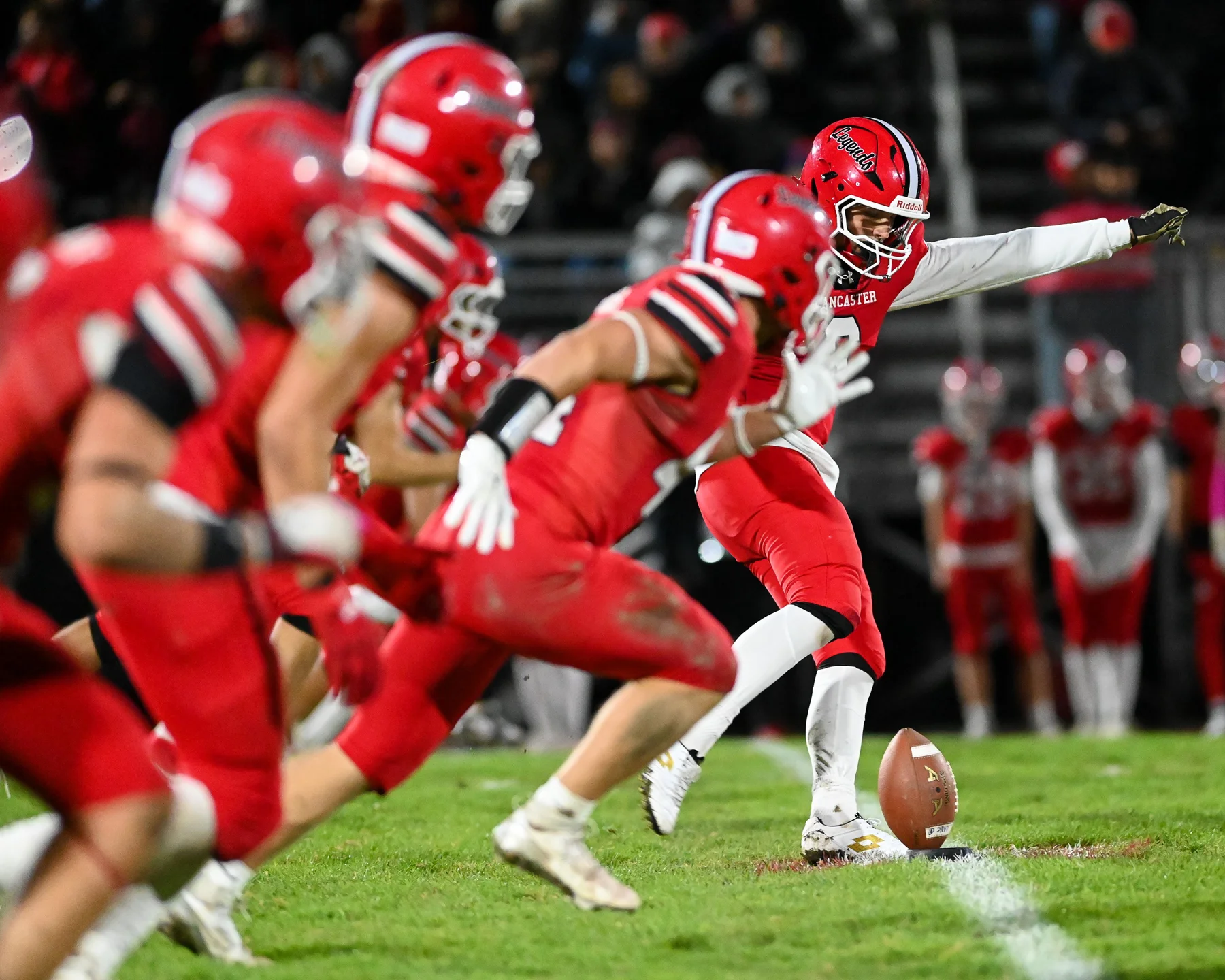 Lancaster kicking off the ball