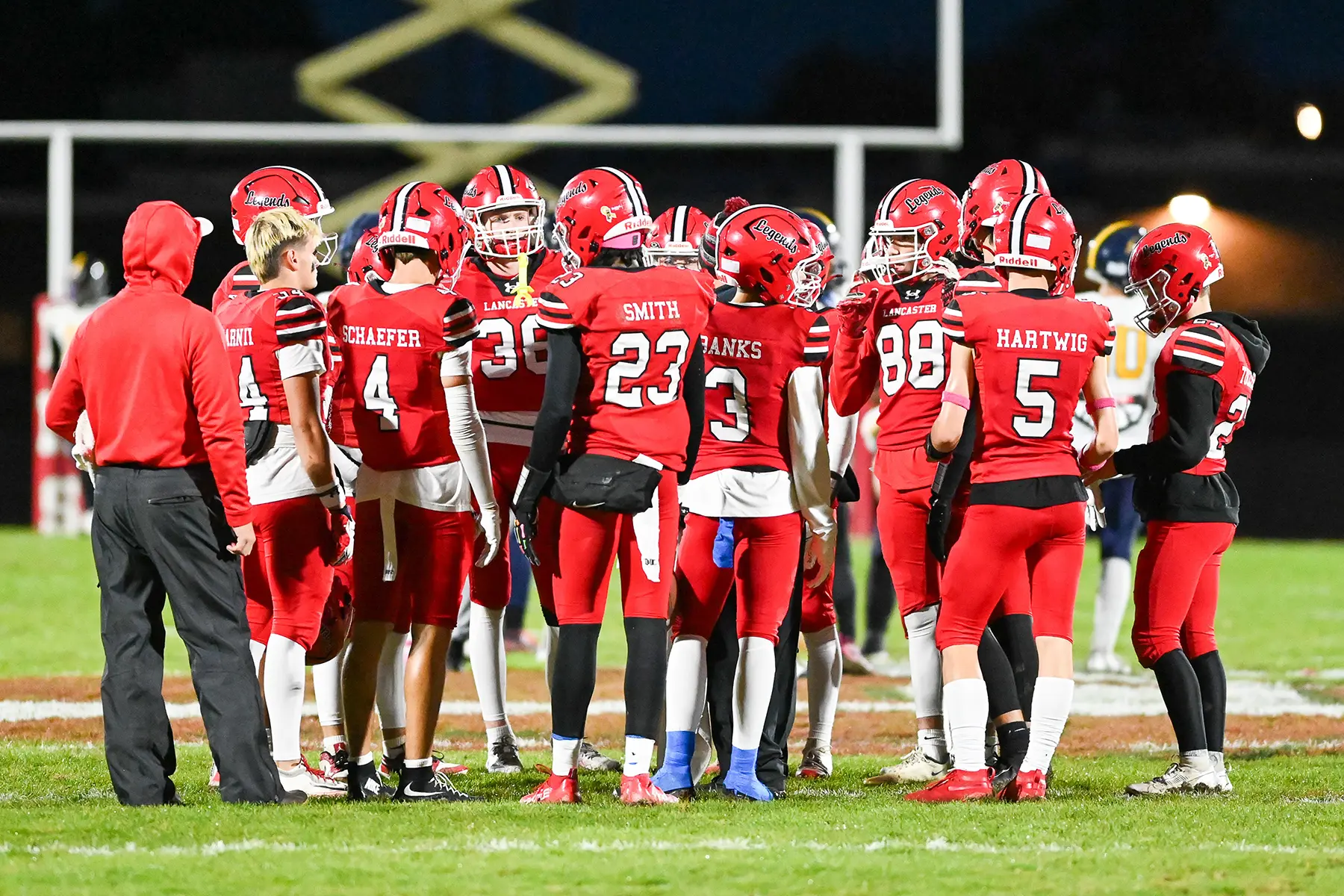 Lancaster huddle during a Time Out