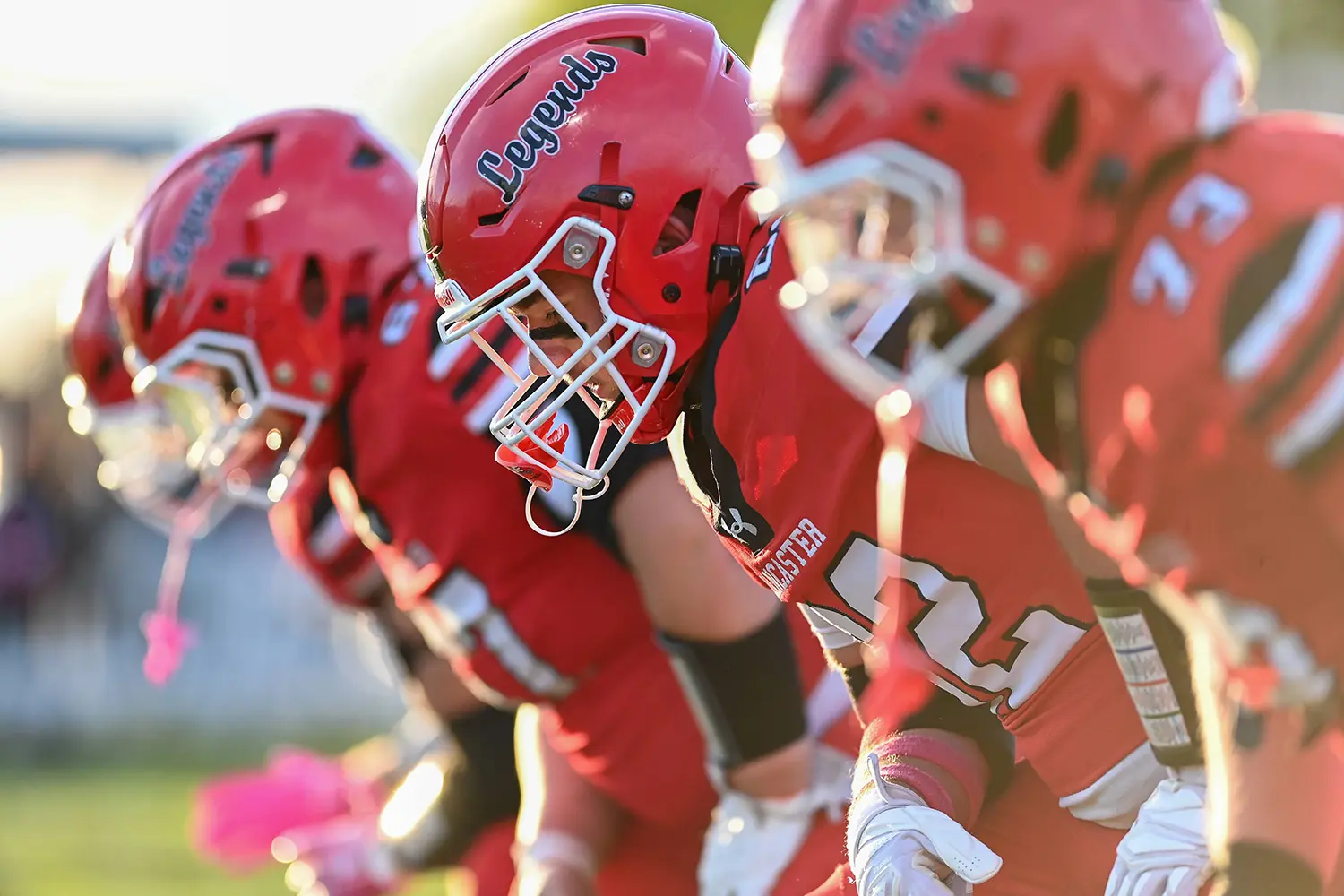Lineman getting ready for the game