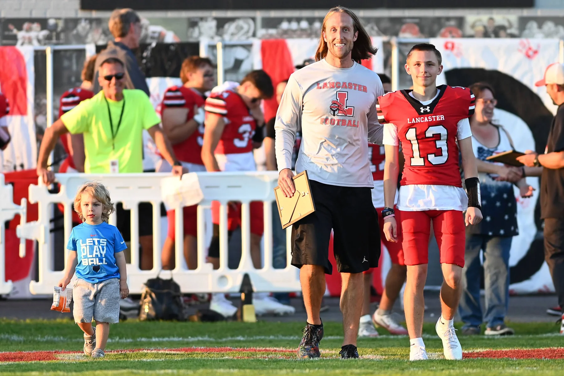 Walking on the field for Teacher Appreciation Night