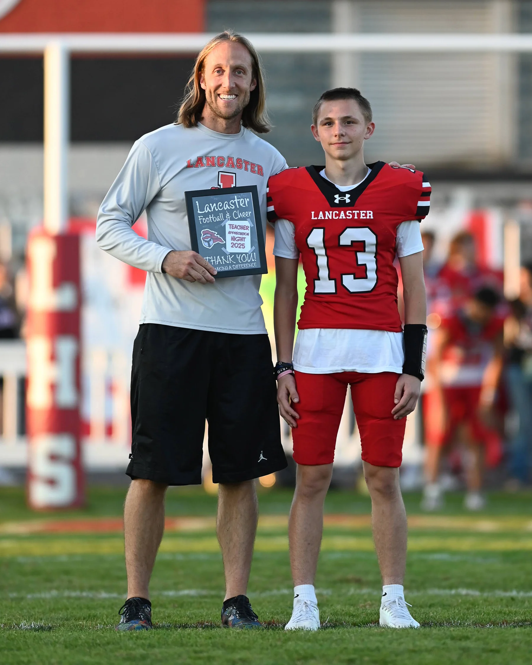 Jayedyn and the teacher he chose on Teacher Appreciation Night