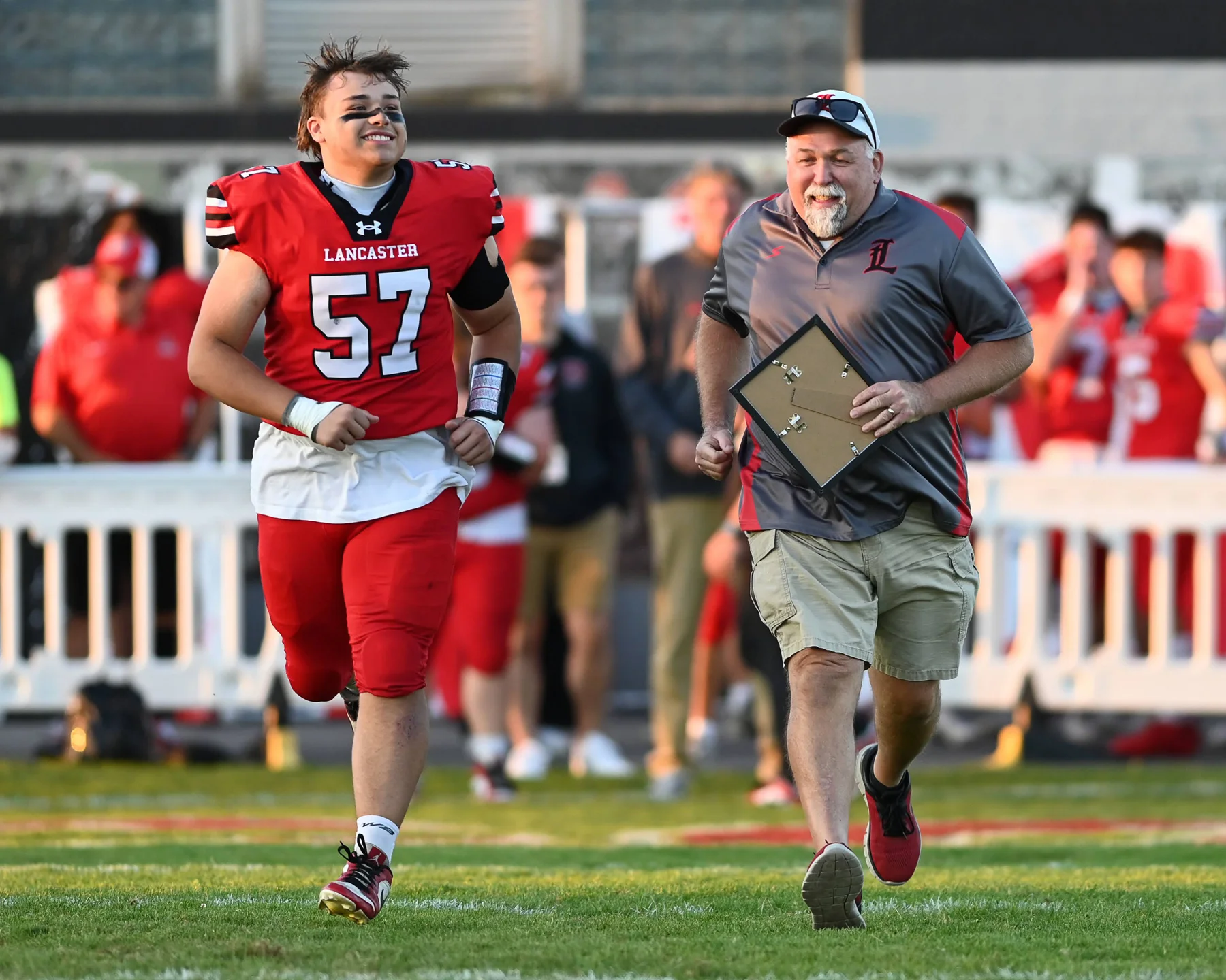 Running out onto the field