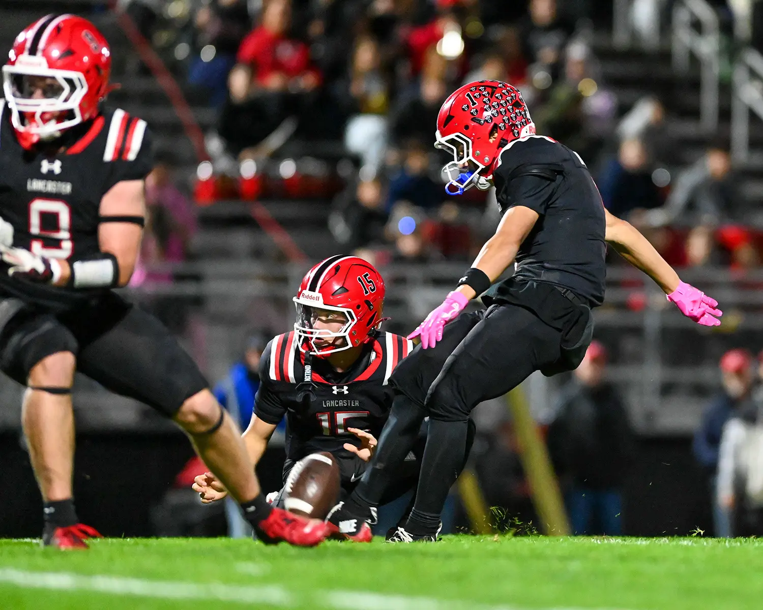 Lancaster kicking the Field Goal