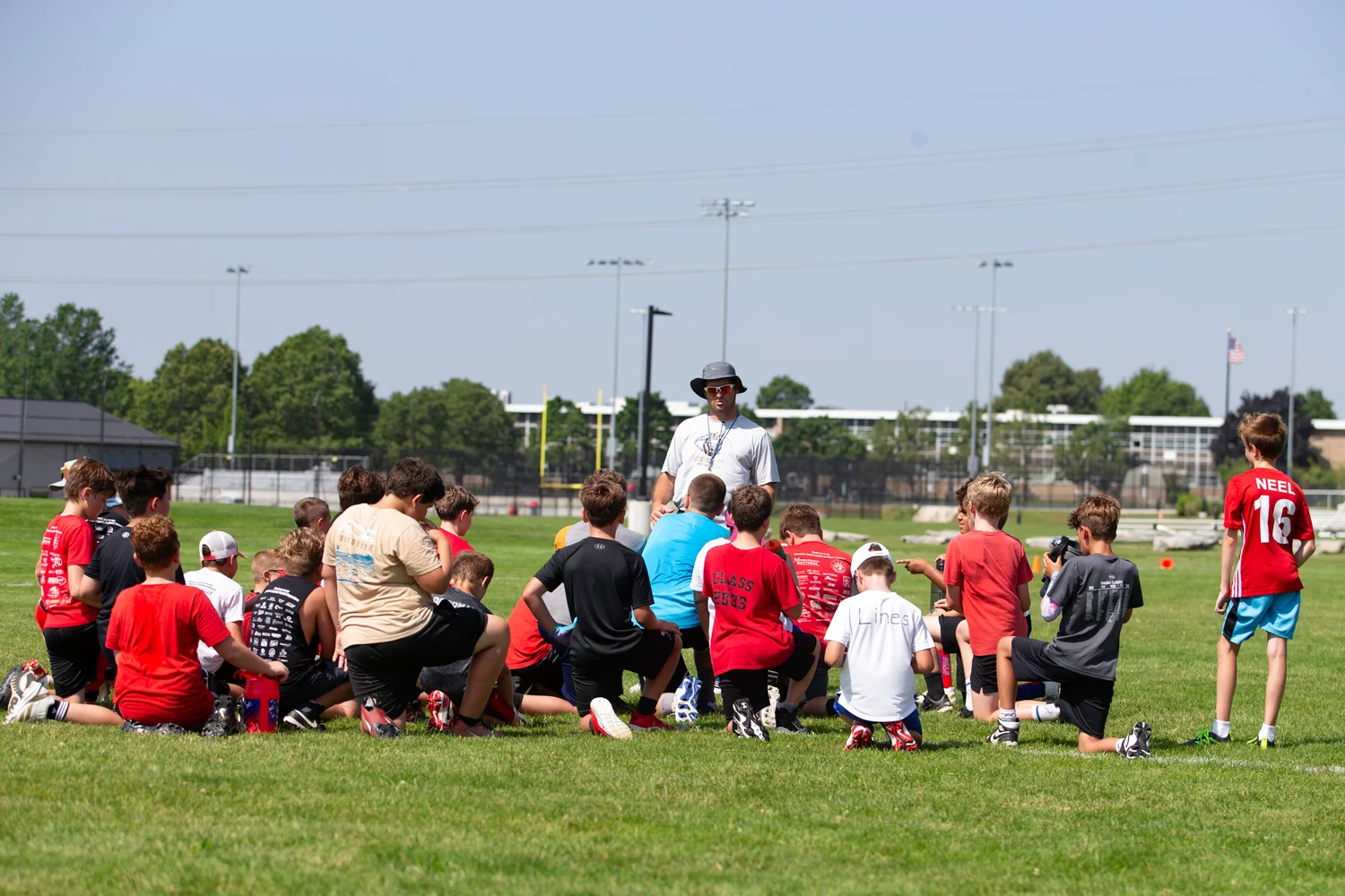 Huddle with the campers at the Lancaster Football Camp 2026