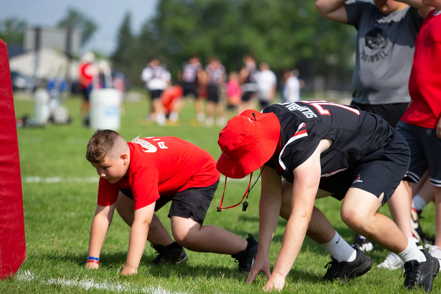 Camper in his stance at the Lancaster Football Camp 2026
