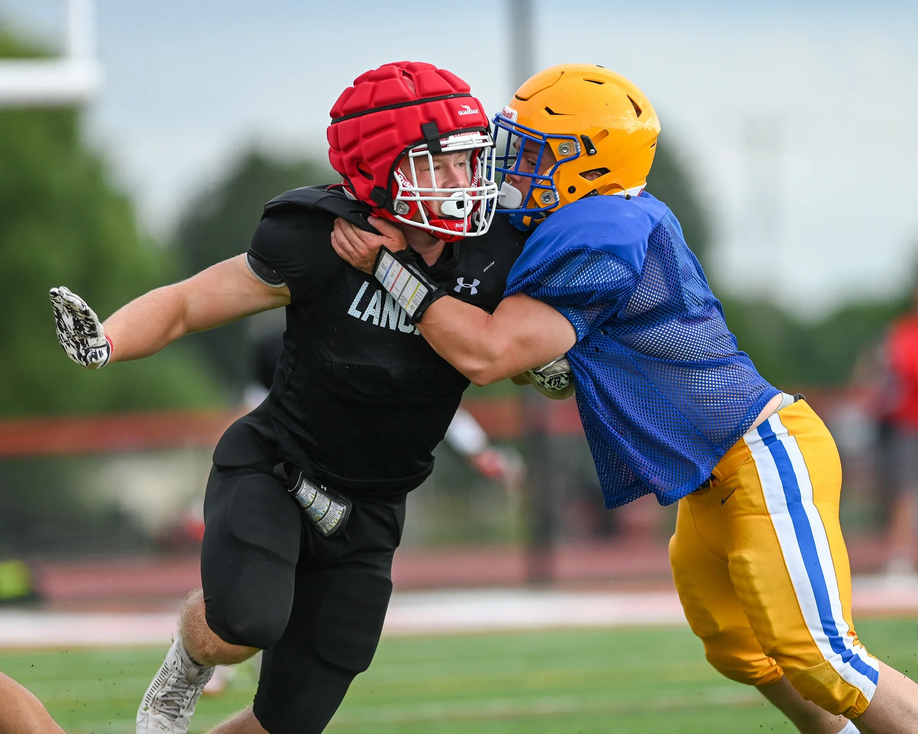 Rushing the QB while being blocked at the Lancaster Football Scrimmage 2026