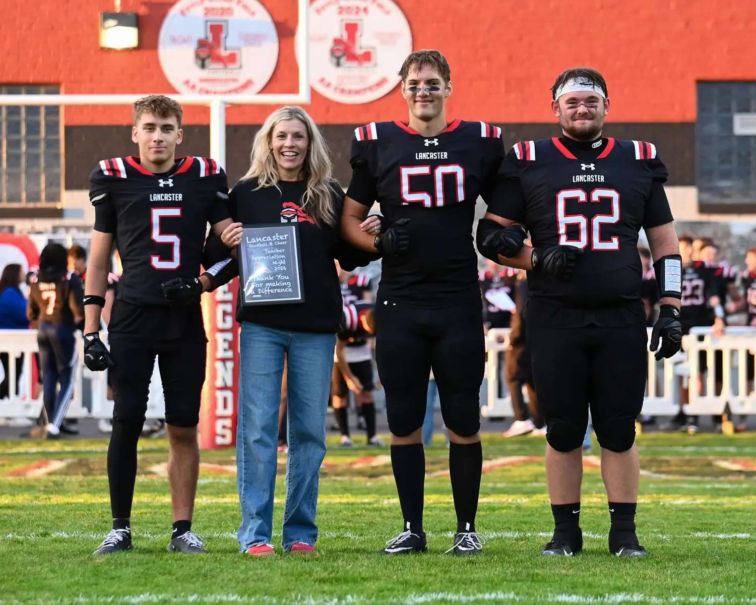 Players and Teacher on Teacher Appreciation Night
